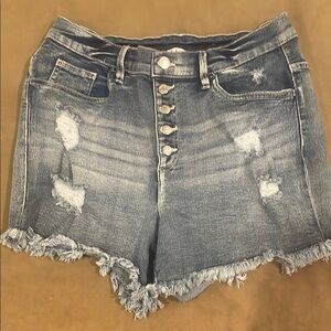 Denim Frayed Hem Women Shorts